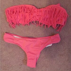 Guess Pink Fringe Bathing Suit